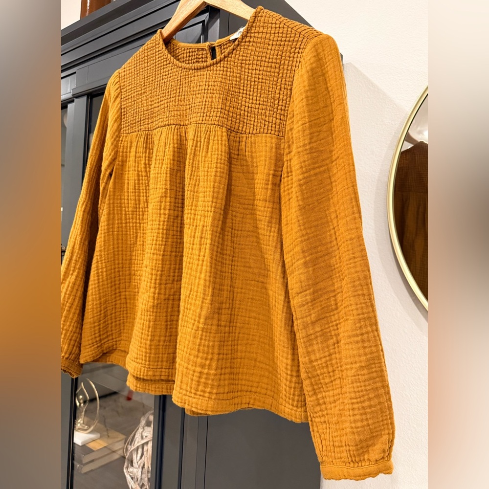 Madewell Deep Mustard Yellow Textured Women's Top